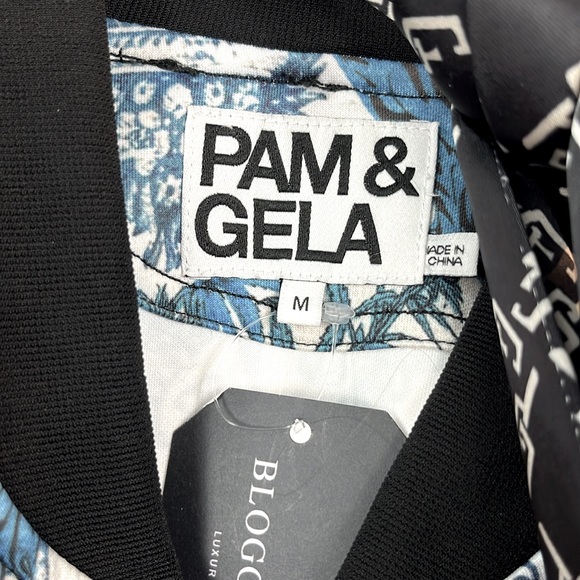 Pam & Gela F/19 Jagger Tiger-Print Neck Tie Cropped Track Jacket - Picture 10 of 11
